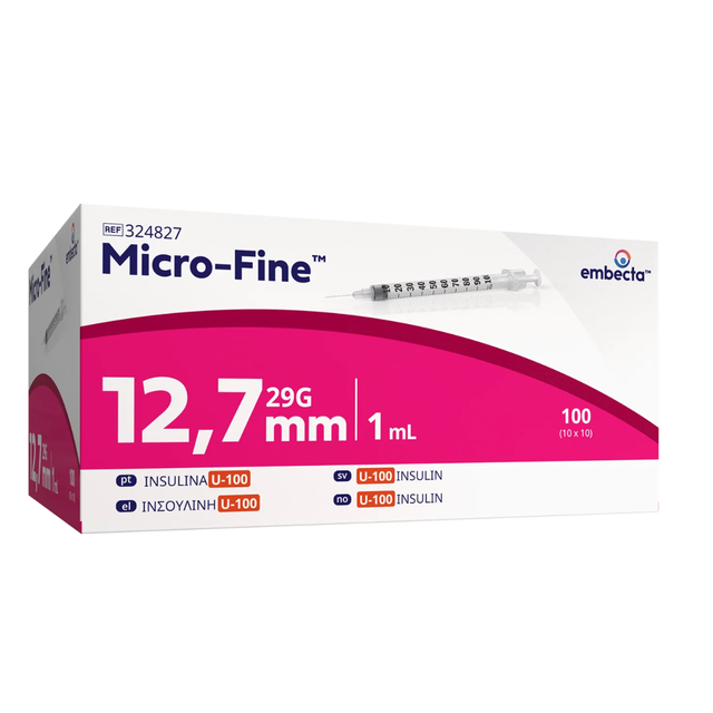 Insulinsprutor U-100 1 ml 29G × 12,7 mm – Micro-Fine™