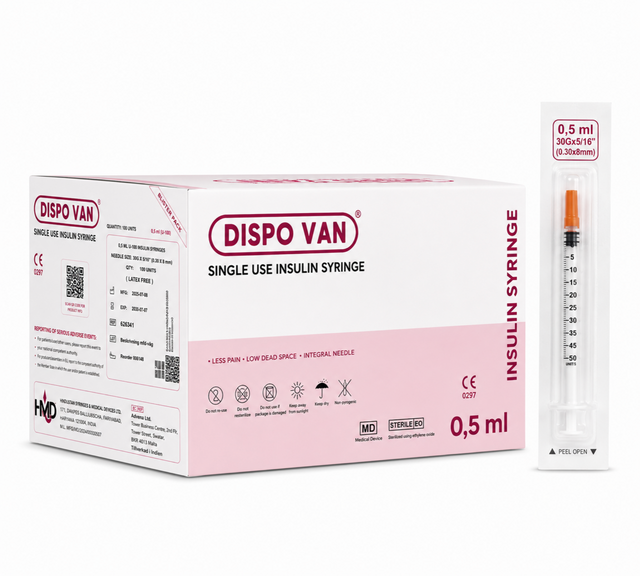 Insulinsprutor U-100 0,5 ml 30G × 8 mm – DISPO VAN