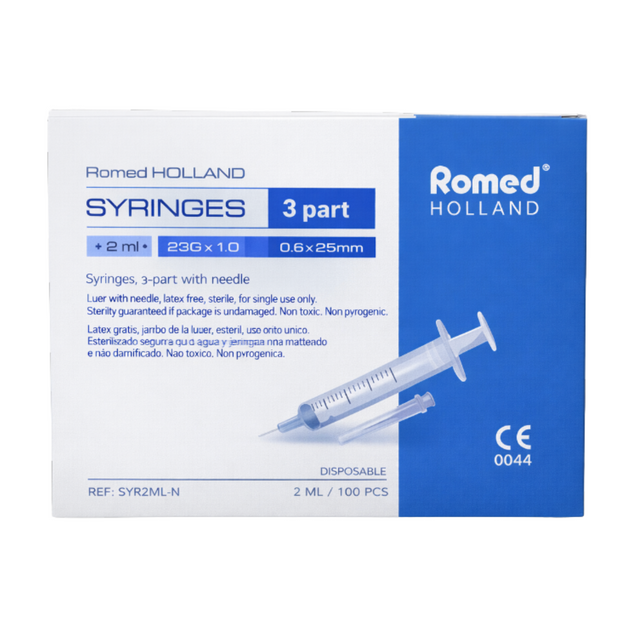 100st Sprutor 2ml + Blå kanyl – 3-komponent (Blisterpack)