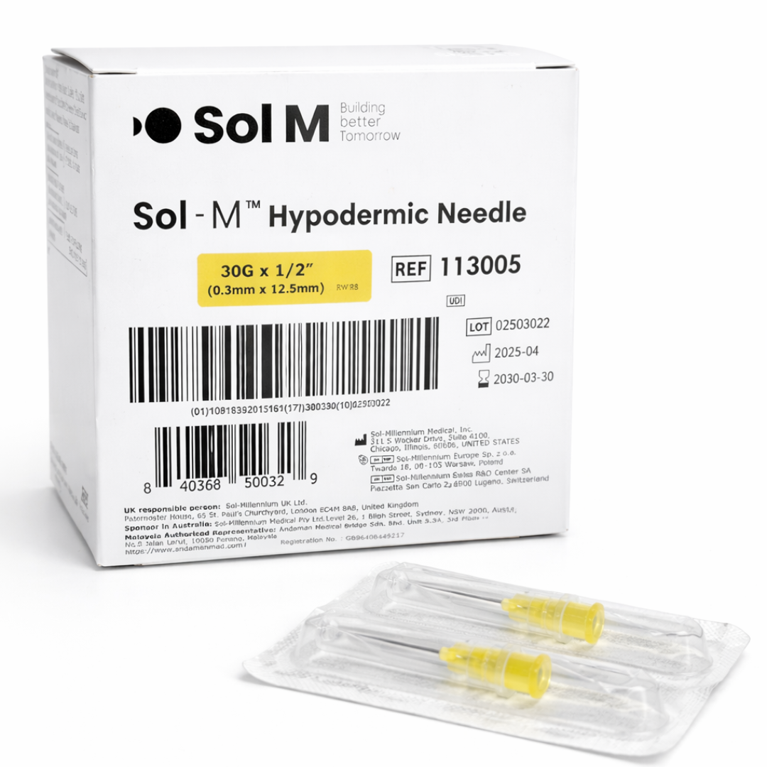 Kanyl 30G (0,30 × 12,5 mm) – Gul (Sol-M™)
