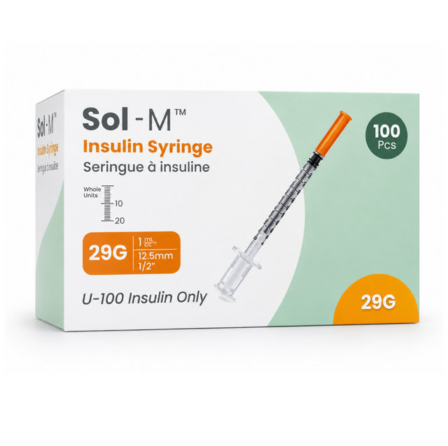 Insulinsprutor U-100 1 ml 29G × 12 mm – Sol-M™