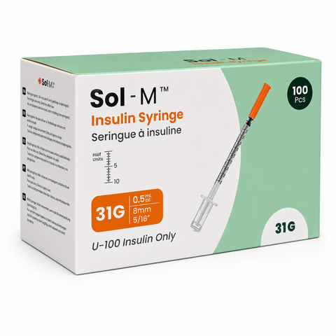 Insulinsprutor U-100 0,5 ml 31G*8 mm Sol-M™