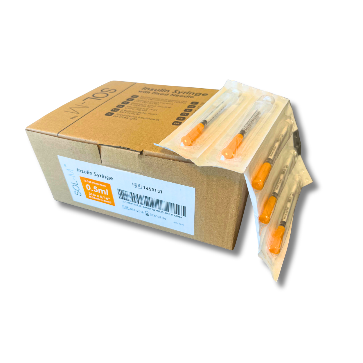 Insulinsprutor U-100 0,5 ml 31G*8 mm Sol-M™